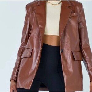 Princess Polly Faux Leather Blazer XS/S